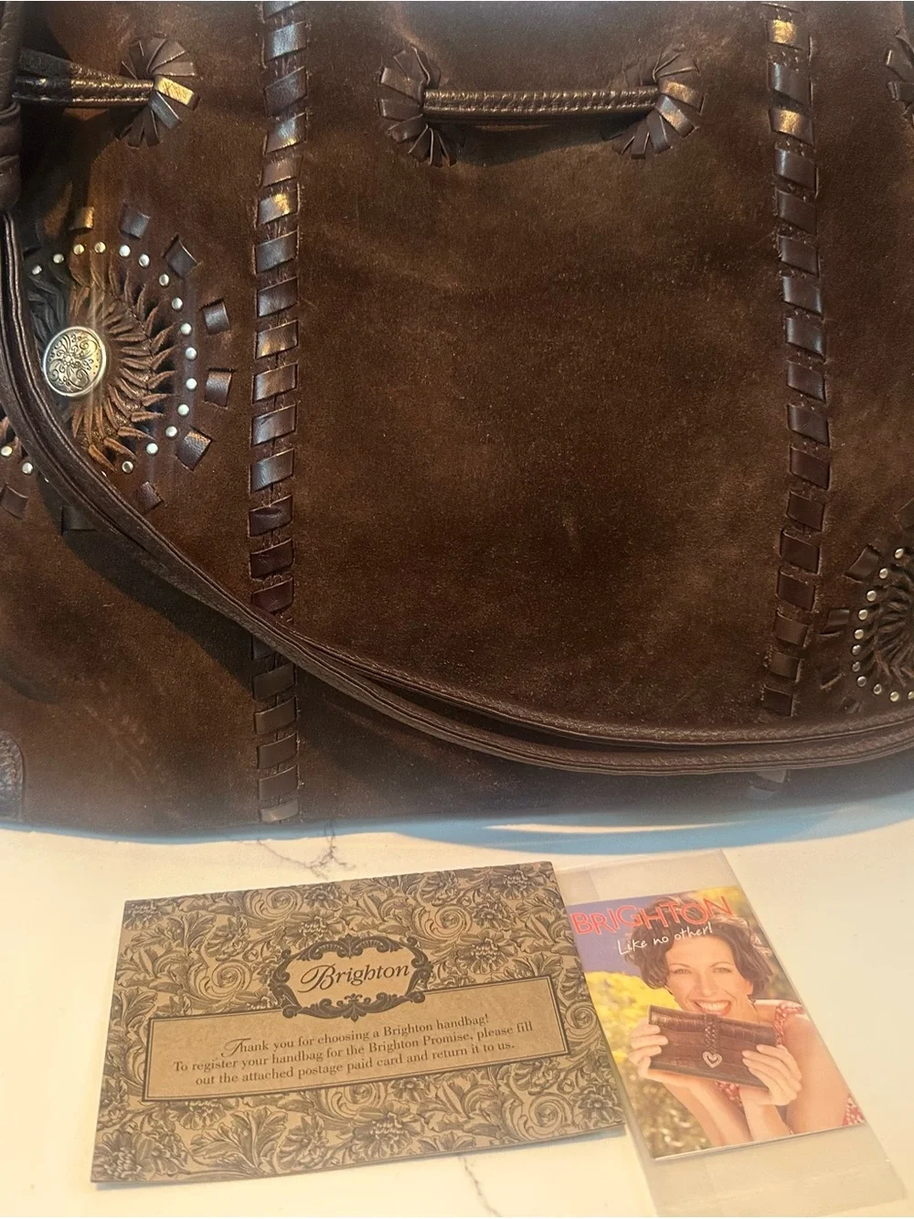 Brighton Brown Suede Women’s Shoulder Bag with Stud Details